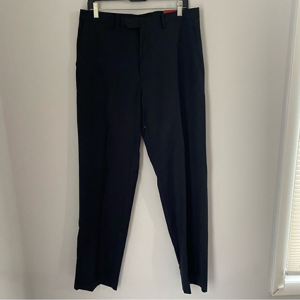 Alfani Men’s Pin Striped Navy Dress Pants 100% Wool size 34 x 34